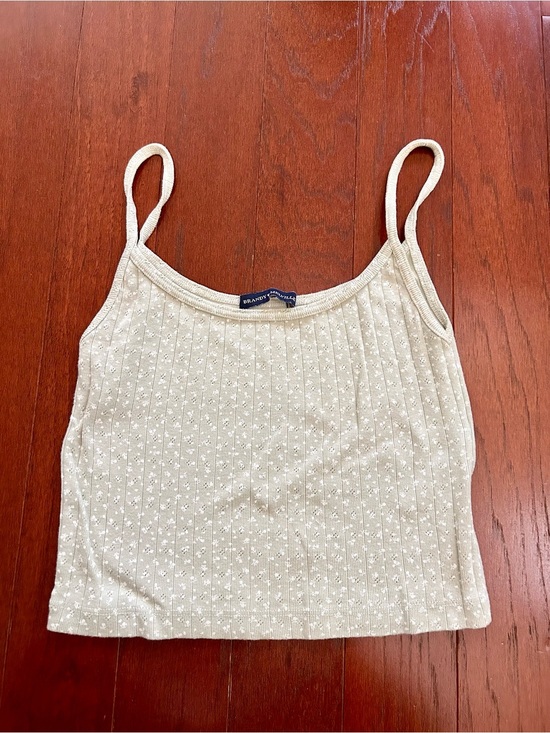 Brandy Melville Tops - Brandy Melville floral ribbed tank top made in Italy 100% cotton pale green OS